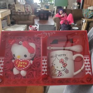 Hello Kitty Red and White Mug and Plush Set